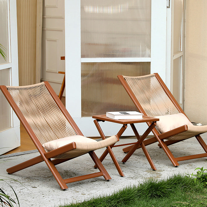 Traditional Rustic PE Rattan Recliner with Carbon Steel Frame and Plush Pillow Footrest for Outdoor Patio