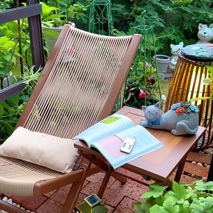 Traditional Rustic PE Rattan Recliner with Carbon Steel Frame and Plush Pillow Footrest for Outdoor Patio