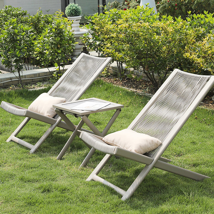 Traditional Rustic PE Rattan Recliner with Carbon Steel Frame and Plush Pillow Footrest for Outdoor Patio