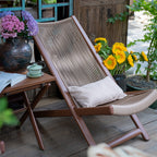 Traditional Rustic PE Rattan Recliner with Carbon Steel Frame and Plush Pillow Footrest for Outdoor Patio