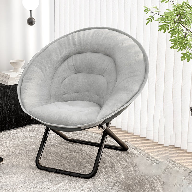 Modern Nordic Round Velvet Recliner with X-Shaped Carbon Steel Frame and Foldable Backrest for Living Room