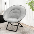 Modern Nordic Round Velvet Recliner with X-Shaped Carbon Steel Frame and Foldable Backrest for Living Room