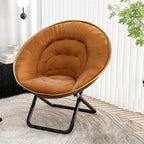 Modern Nordic Round Velvet Recliner with X-Shaped Carbon Steel Frame and Foldable Backrest for Living Room