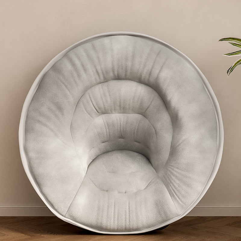 Modern Nordic Round Velvet Recliner with X-Shaped Carbon Steel Frame and Foldable Backrest for Living Room