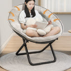 Modern Nordic Round Velvet Recliner with X-Shaped Carbon Steel Frame and Foldable Backrest for Living Room