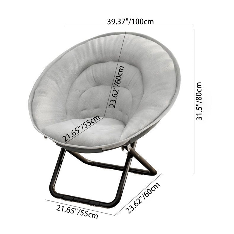 Modern Nordic Round Velvet Recliner with X-Shaped Carbon Steel Frame and Foldable Backrest for Living Room