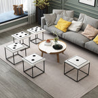 Contemporary Faux Leather Dice-Cube Stool — 5-in-1 Stackable, Low-Profile Stool with Casters for Living Room