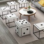 Contemporary Faux Leather Dice-Cube Stool — 5-in-1 Stackable, Low-Profile Stool with Casters for Living Room