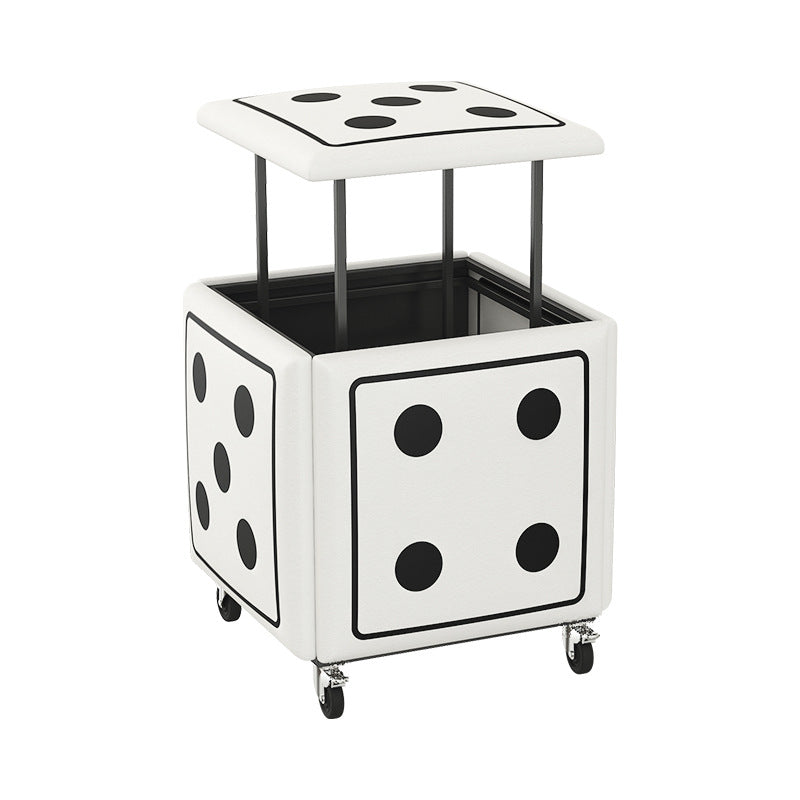 Contemporary Faux Leather Dice-Cube Stool — 5-in-1 Stackable, Low-Profile Stool with Casters for Living Room