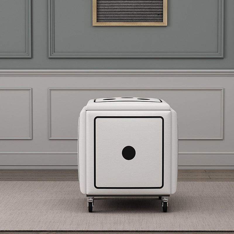 Contemporary Faux Leather Dice-Cube Stool — 5-in-1 Stackable, Low-Profile Stool with Casters for Living Room