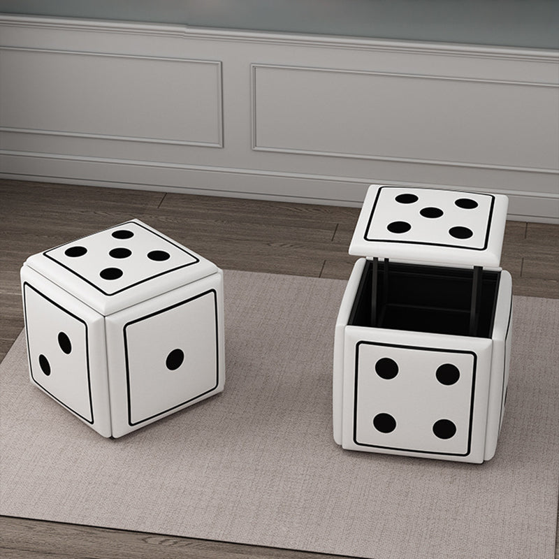 Contemporary Faux Leather Dice-Cube Stool — 5-in-1 Stackable, Low-Profile Stool with Casters for Living Room
