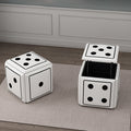 Contemporary Faux Leather Dice-Cube Stool — 5-in-1 Stackable, Low-Profile Stool with Casters for Living Room