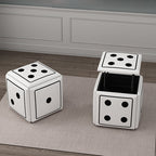 Contemporary Faux Leather Dice-Cube Stool — 5-in-1 Stackable, Low-Profile Stool with Casters for Living Room