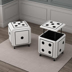 Contemporary Faux Leather Dice-Cube Stool — 5-in-1 Stackable, Low-Profile Stool with Casters for Living Room