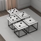 Contemporary Faux Leather Dice-Cube Stool — 5-in-1 Stackable, Low-Profile Stool with Casters for Living Room