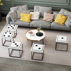 Contemporary Faux Leather Dice-Cube Stool — 5-in-1 Stackable, Low-Profile Stool with Casters for Living Room