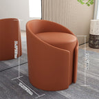 Contemporary Round Faux Leather Wood-Frame Stool – Low-Profile Living Room Accent