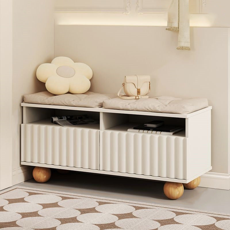 Nordic Contemporary MDF 2-Tier Shoe Bench & Organizer – Multi-Function Entryway Shoe Rack