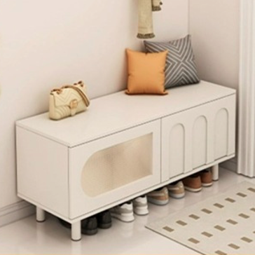 Nordic Contemporary MDF 2-Tier Shoe Bench & Organizer – Multi-Function Entryway Shoe Rack