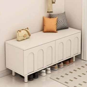 Nordic Contemporary MDF 2-Tier Shoe Bench & Organizer – Multi-Function Entryway Shoe Rack
