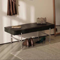 Banco tapizado moderno de transición rectangular en piel sintética con estructura de acero inoxidable — Otomana para recibidor y sala de estar