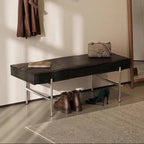 Banco tapizado moderno de transición rectangular en piel sintética con estructura de acero inoxidable — Otomana para recibidor y sala de estar