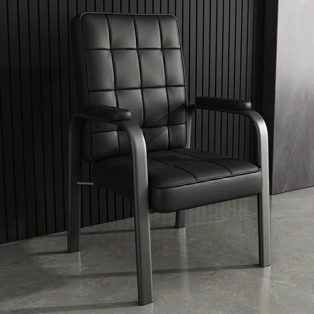 Modern Luxury Rectangular Square Steel PU Leather Accent Chair Backrest Armrest For Living Room