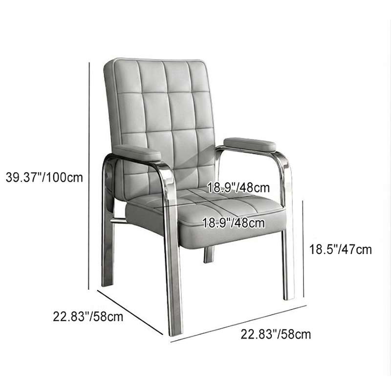 Modern Luxury Rectangular Square Steel PU Leather Accent Chair Backrest Armrest For Living Room