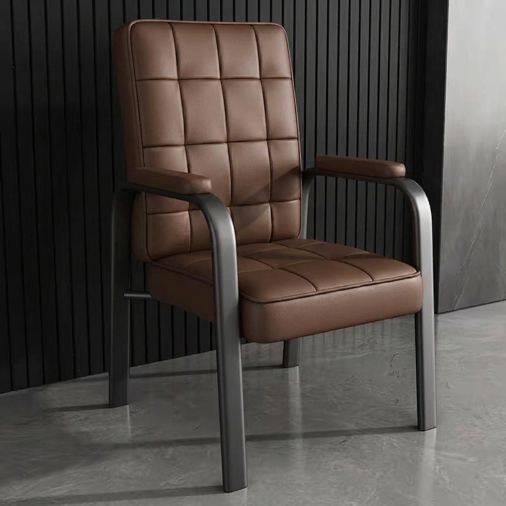 Modern Luxury Rectangular Square Steel PU Leather Accent Chair Backrest Armrest For Living Room