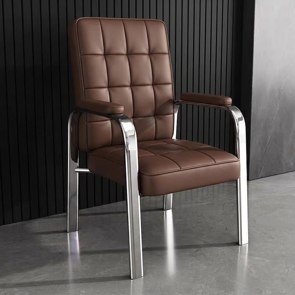 Modern Luxury Rectangular Square Steel PU Leather Accent Chair Backrest Armrest For Living Room