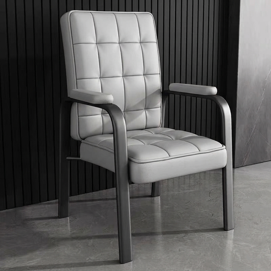 Modern Luxury Rectangular Square Steel PU Leather Accent Chair Backrest Armrest For Living Room