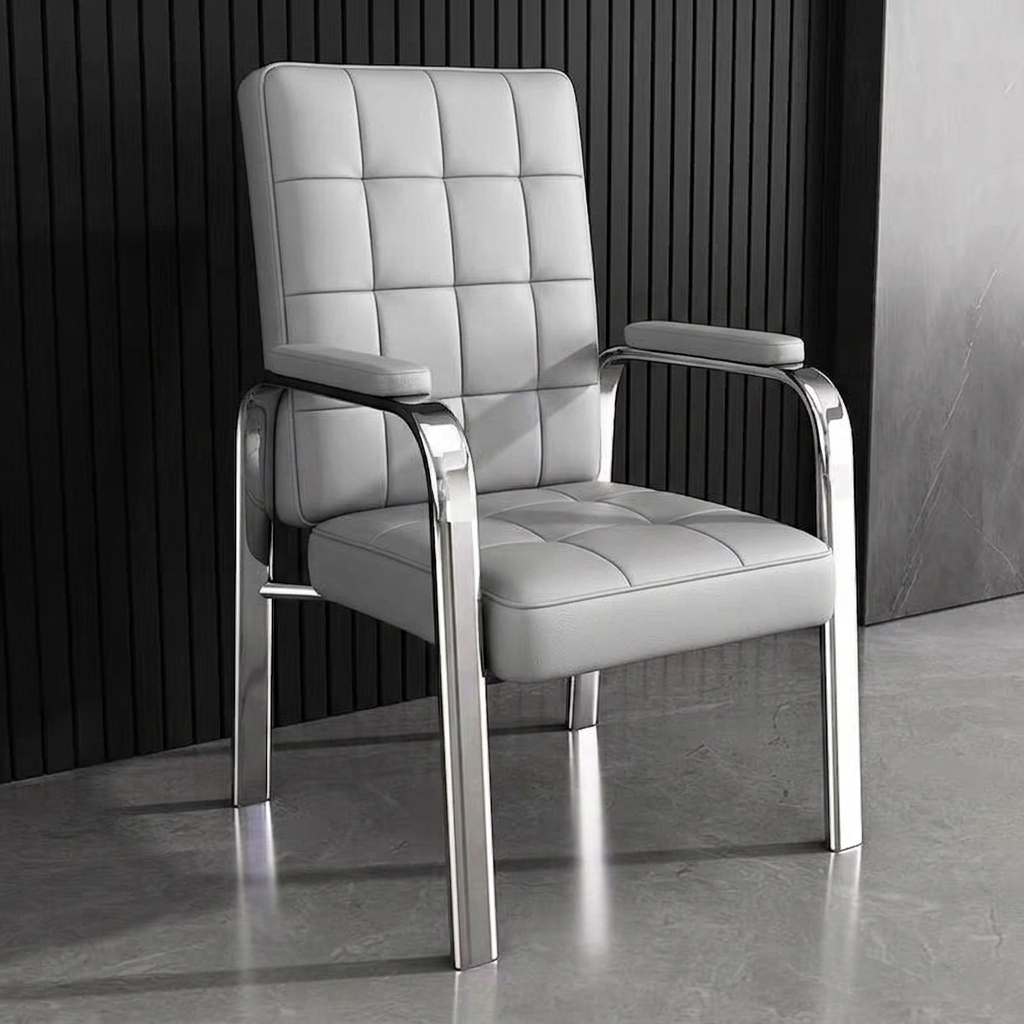 Modern Luxury Rectangular Square Steel PU Leather Accent Chair Backrest Armrest For Living Room