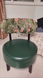 Traditional Vintage Swivel Round Rubberwood Faux Oil-waxed Leather Chair Backrest For Living Room