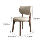 Silla de Comedor Nórdica Contemporánea Curva Redonda de Roble y Piel Sintética con Respaldo para Comedor