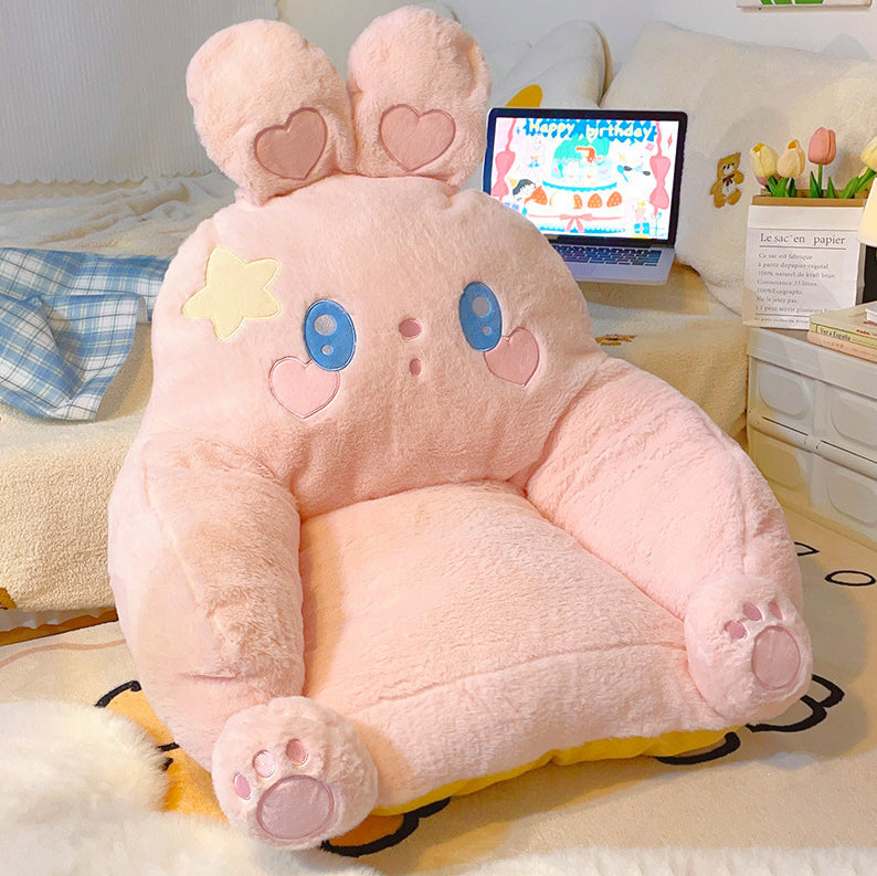Contemporary Animal-Inspired Square Recliner with Faux Rabbit Fur and PP Cotton-Padded Backrest and Armrests for Living Room