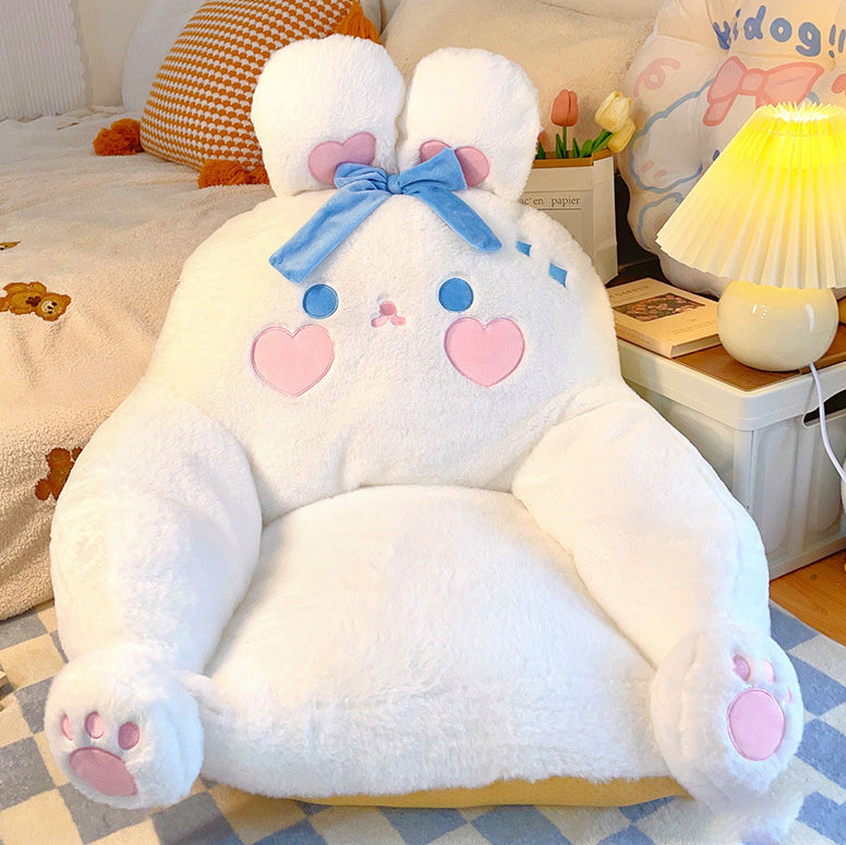 Contemporary Animal-Inspired Square Recliner with Faux Rabbit Fur and PP Cotton-Padded Backrest and Armrests for Living Room