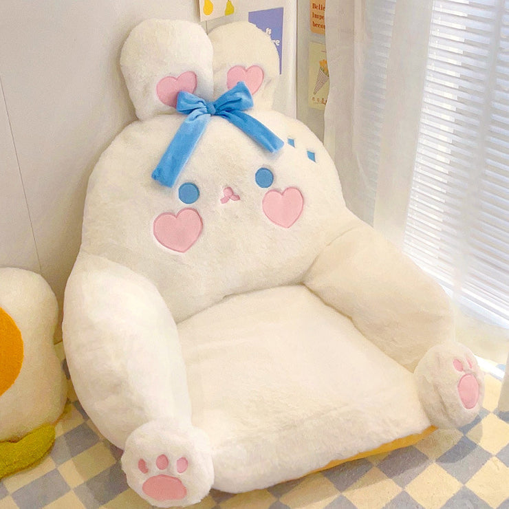 Contemporary Animal-Inspired Square Recliner with Faux Rabbit Fur and PP Cotton-Padded Backrest and Armrests for Living Room
