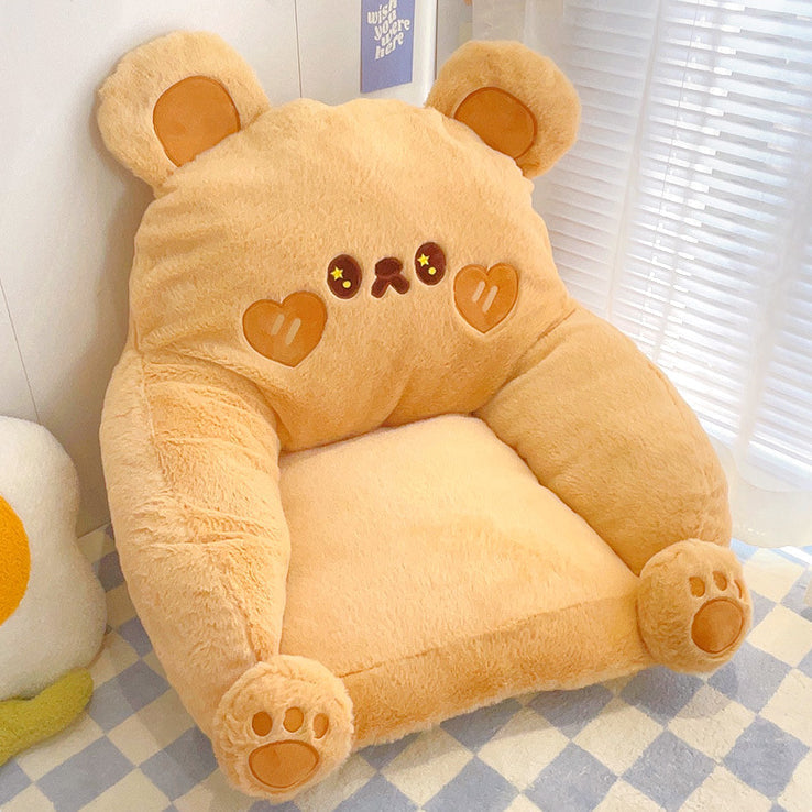 Contemporary Animal-Inspired Square Recliner with Faux Rabbit Fur and PP Cotton-Padded Backrest and Armrests for Living Room