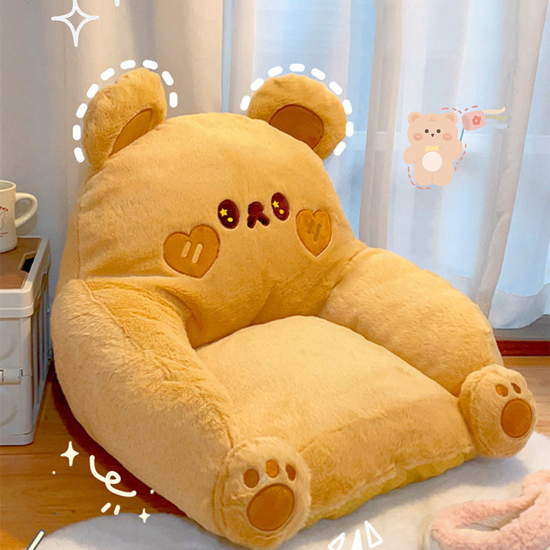 Contemporary Animal-Inspired Square Recliner with Faux Rabbit Fur and PP Cotton-Padded Backrest and Armrests for Living Room