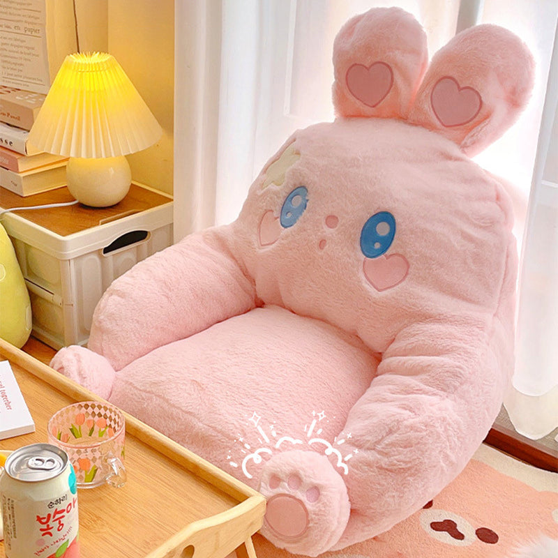 Contemporary Animal-Inspired Square Recliner with Faux Rabbit Fur and PP Cotton-Padded Backrest and Armrests for Living Room