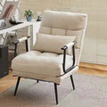 Sillón Reclinable Cuadrado Moderno de Polipiel de Lujo con Estructura de Acero al Carbono, Respaldo y Reposabrazos Cómodos para Sala de Estar