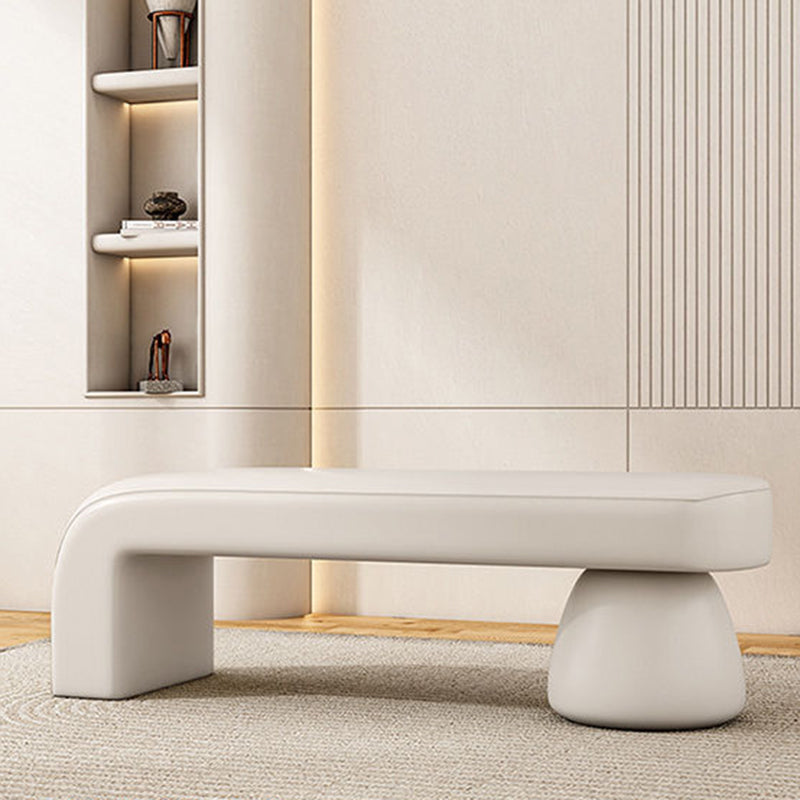 Contemporary Luxury Strip Solid Wood Plywood PU Leather Sponge Bench Armless Backless For Living Room