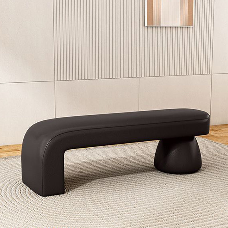 Contemporary Luxury Strip Solid Wood Plywood PU Leather Sponge Bench Armless Backless For Living Room