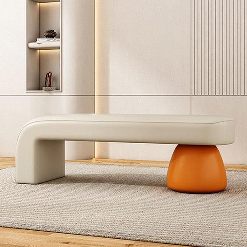 Contemporary Luxury Strip Solid Wood Plywood PU Leather Sponge Bench Armless Backless For Living Room