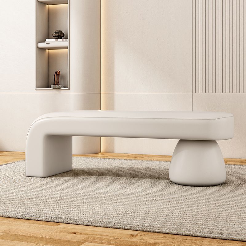 Contemporary Luxury Strip Solid Wood Plywood PU Leather Sponge Bench Armless Backless For Living Room