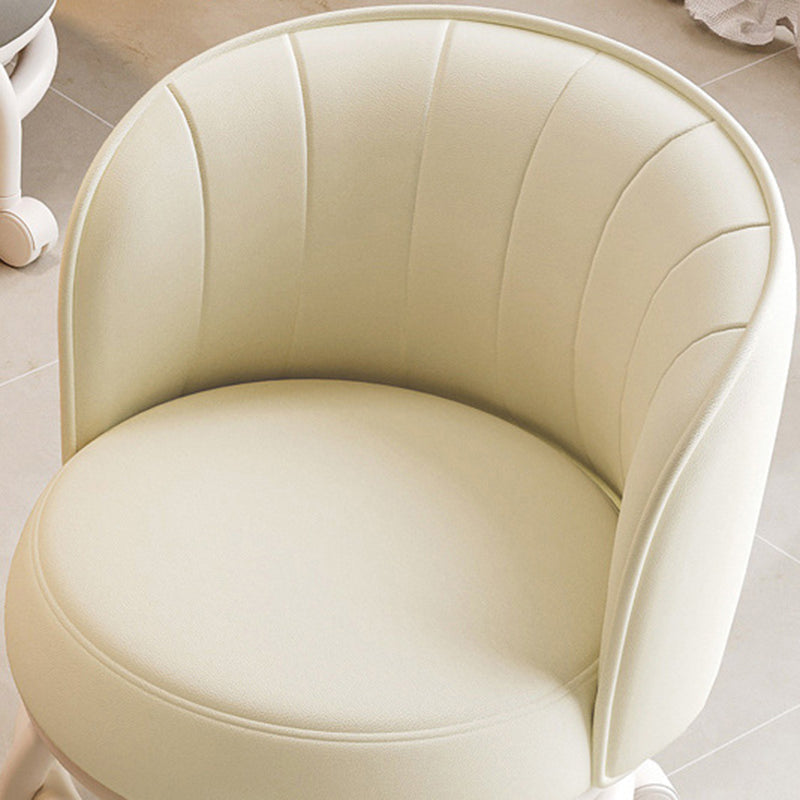 Taburete redondo de hierro moderno minimalista con cojín de esponja de cuero PU - Movible, de perfil bajo, sin brazos para sala de estar