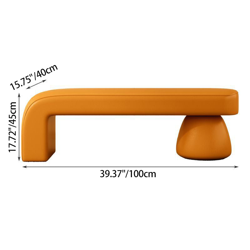 Contemporary Luxury Strip Solid Wood Plywood PU Leather Sponge Bench Armless Backless For Living Room