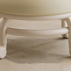 Taburete redondo de hierro moderno minimalista con cojín de esponja de cuero PU - Movible, de perfil bajo, sin brazos para sala de estar