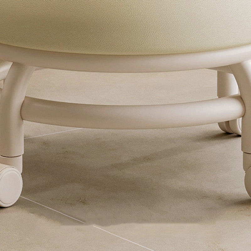 Taburete redondo de hierro moderno minimalista con cojín de esponja de cuero PU - Movible, de perfil bajo, sin brazos para sala de estar