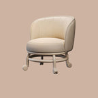 Taburete redondo de hierro moderno minimalista con cojín de esponja de cuero PU - Movible, de perfil bajo, sin brazos para sala de estar